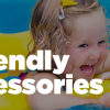 A vibrant assortment of child-friendly pool accessories, including colorful floaties, water toys, and inflatable play structures, ready to bring joy and excitement to a sunny day by the pool.