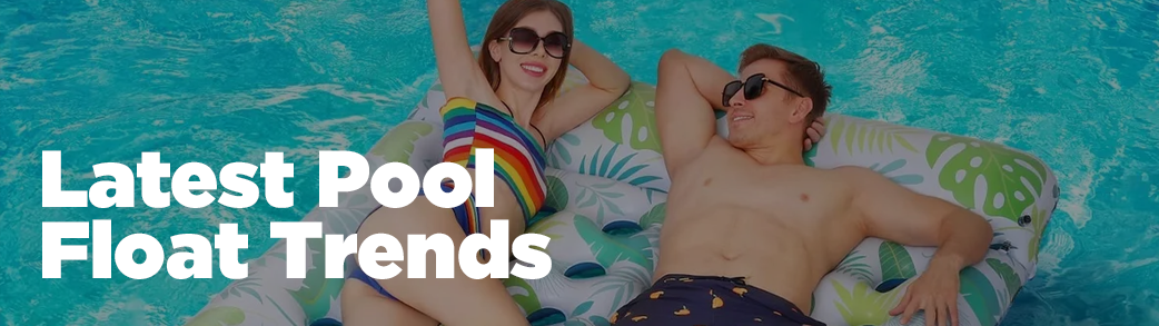 An array of the latest pool float trends, showcasing innovative designs and vibrant colors, from oversized inflatables to whimsical shapes, promising a fun and stylish poolside experience for all ages.